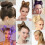 Agrafă de păr Chignon Perucă sintetică cu fundă și ace 7