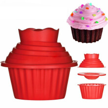 7" Dishwasher-Safe Silicone Cupcake Molds, Non-Stick Jumbo Baking Set for DIY & Easy Cake Decorating