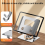Universal Laptop Stand with 360 Rotating Base, Adjustable Height Multi-Angle, Foldable Mounted Reading Bookshelf Silver 3