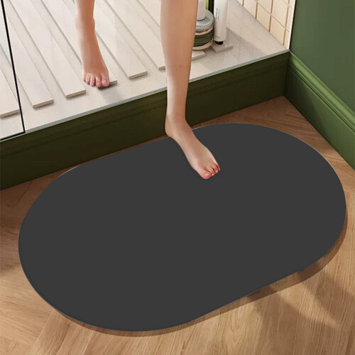 Yoloke badmat met diatomeeënaarde, antislip, zwart 1