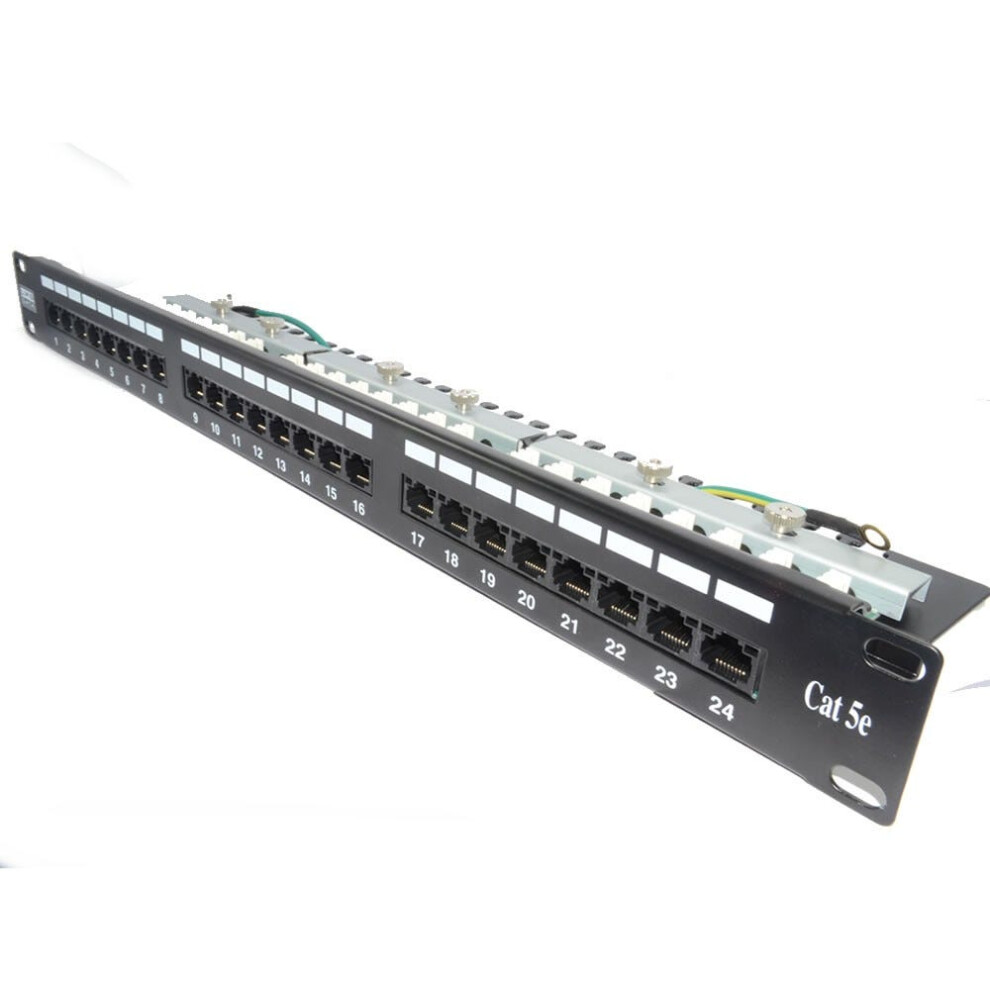 24 Port Networking Patch Panel Cat5e Vertical Punchdown & Management 5055383449088