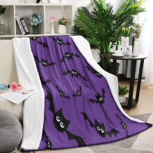 Purple Halloween bat flannel throw blanket 40x50 inches