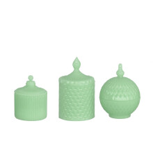 Ensemble de bocaux à bonbons miniatures en verre vert lait, collection de décoration pour maison de poupée à l'échelle 1:6, charmant design à