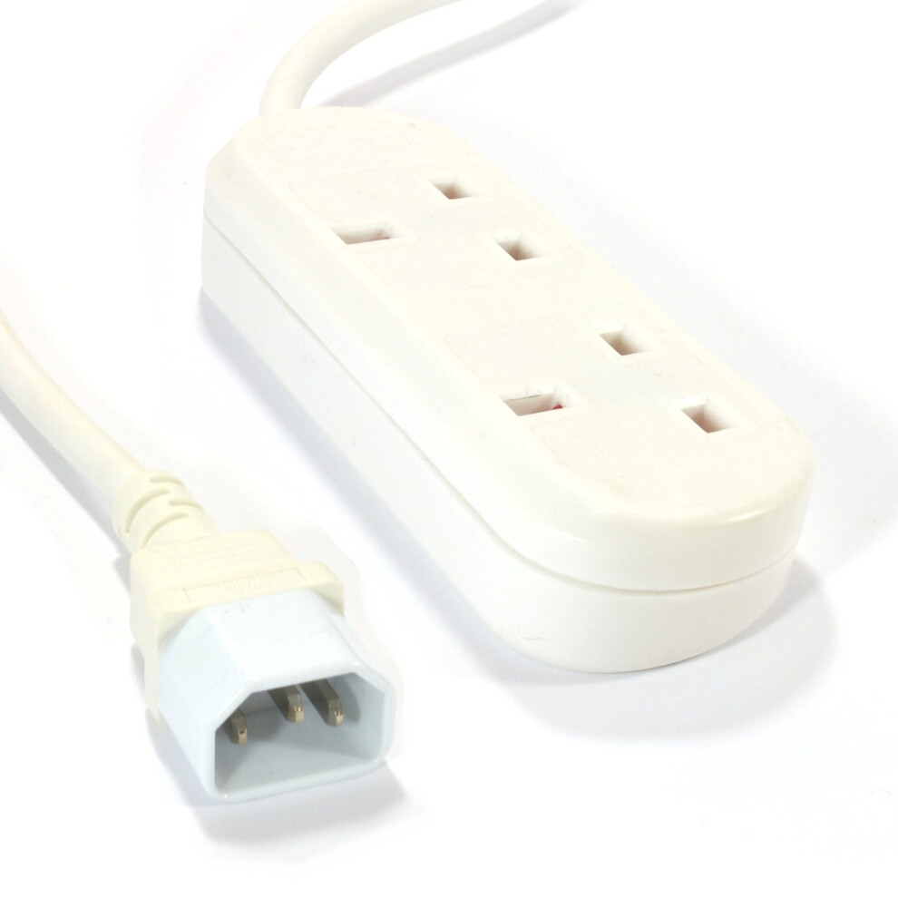 Kenable Iec C14 To 2 Way Gang Uk Mains Sockets Lead Ups Power Splitter 1M