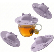 Porte-sachet de thé en silicone, couvre-tasse en silicone avec motif chat mignon – Garde la ficelle de thé propre, couvercle de tasse amusant,