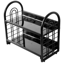 Étagère de rangement de bureau noire à 2 niveaux.