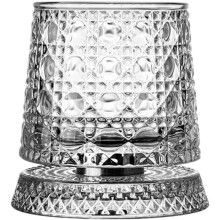 2PCS 360 Rotating Whiskey Glasses with Stable Decoupled Base – Crystal Cut, Compatible with Whiskey, Bourbon, Scotch