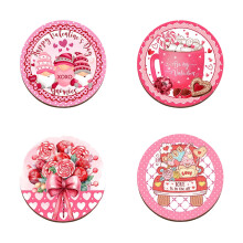 Valentine's Day Gift: Red Rose 2D Wooden Coffee Mug & Coaster Set, Heat-Resistant Tea Cup for Her – 4pcs