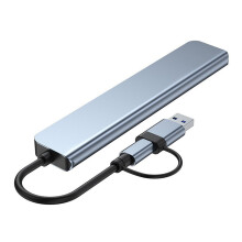 Estación de acoplamiento USB-C metálica con 8 puertos y audio de 3,5 mm