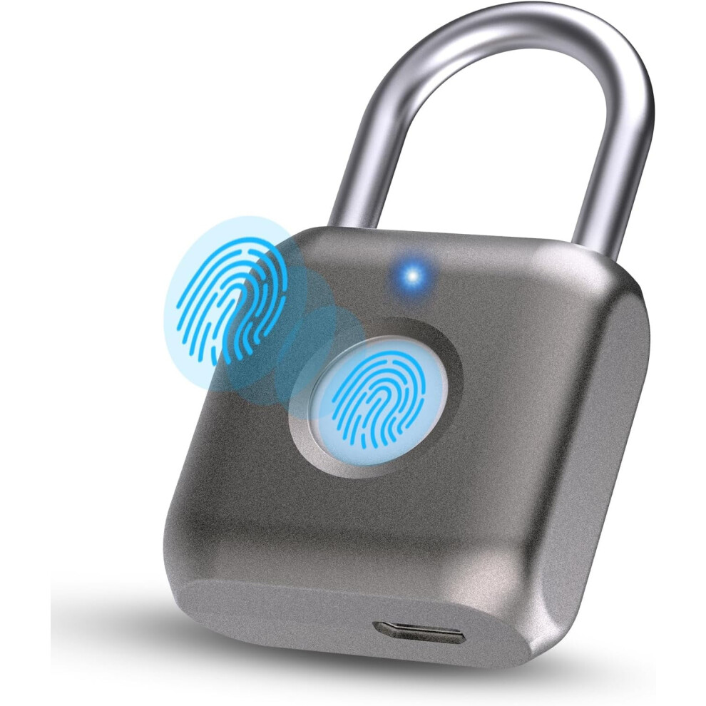 Fingerprint Smart Padlock Â Biometric, Waterproof, Usb Rechargeable, Compatible With Gym/School Lockers, Luggage & Backpacks (Gray) 9027700054950