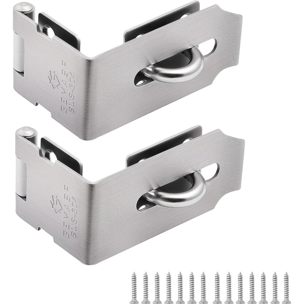 2-Pack 90 Solid 304 Stainless Steel Hasp Latch For File Cabinets, Desks & Drawers Â Compatible With Standard Padlocks 9027700054967