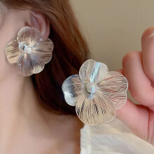Large Flower Pearl Earrings For Women Luxury Design Stud Earrings For Women Korean Fashion Jewelry Accessories Christmas Gift