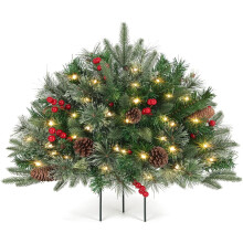 Outdoor Frosted Christmas Tree Urn Filler 18 Inch Pre-lit