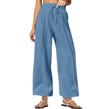 Damesbroek met wijde pijpen en fleecevoering - Sportieve, casual broek met losse pasvorm, elastische tailleband en warme flanellen voering