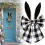 Easter Bunny Ears Wreath 16 inch black rustic buffalo plaid 1