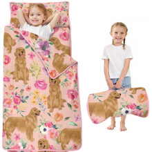 Golden Retriever Nap Mat for Toddlers with Flower Design