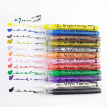12-Color Acrylic Paint Markers, Fine Tip, Permanent, for Rock, Canvas, Wood, Glass, Ceramic, Fabric, Plastic, Egg, Scrapbook – Compatible with