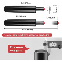 Vérin à gaz robuste pour chaise de bureau, noir, 12 cm, 227 kg