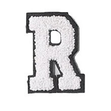 2.75" White Chenille Varsity Letter Patch – Iron-On or Sew-On Applique for Jackets, Backpacks, Hoodies, Shirts, Team Uniforms, white