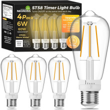 VintaYANTON Timer Light Bulb 6W 2700K E26 4-Pack