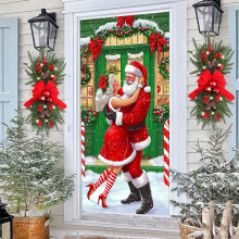 Snowman Winter Door Cover, 35x71 in, Holiday Decoration & Photo Background – Compatible with Standard Doors