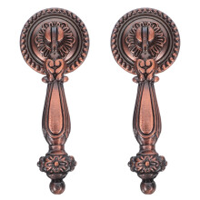 Poignées de porte de style vintage marron en alliage de zinc (2 pièces)