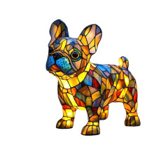 Stained Glass Dog Lamp Unique Handcrafted Style Boxer Figurine Light for Home Decor, Gifts, and Collectors