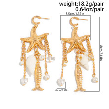 (15) Glossy Sea Star Dangle Earrings for Party & Show