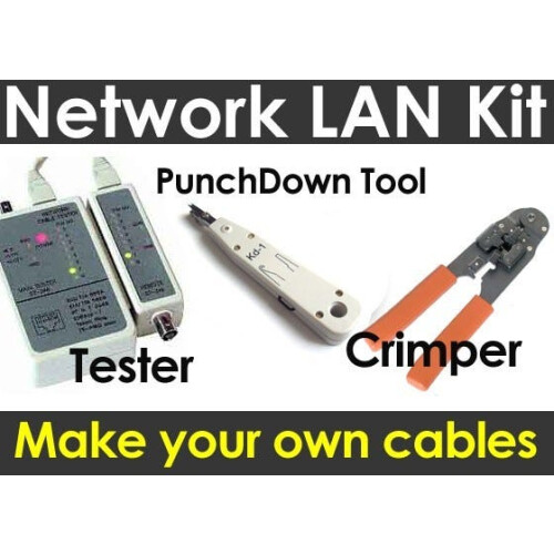 kenable LAN Cable Tool Kit Crimper + Punch Down + Tester for RJ45/Ethernet
