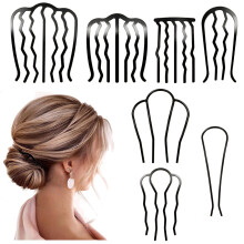 7 Pcs Metal Hair Fork French Twist Comb for Updo Bun, U Shape Hair Pin Hair Clips Combs for Women Hair Accessories, Black