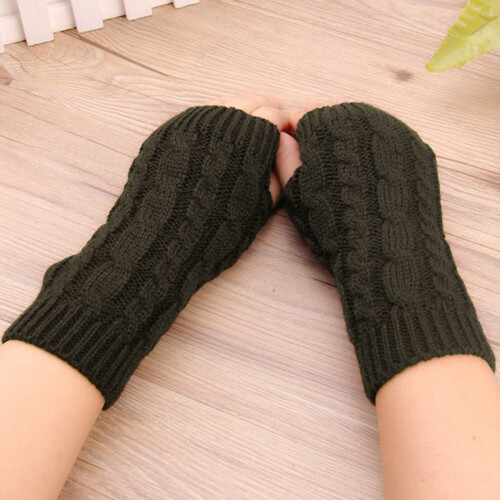 Warme Damen-Halbfingerfäustlinge, dicke Winterhandschuhe