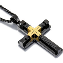 Collier croix pour homme en acier inoxydable 316L, 61 cm (24 pouces)