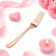 50 Pack Rose Gold Plastic Forks, Heavy Duty Forks Disposable, Rose Gold Plastic Cutlery Perfect for Weddings, Parties, Dinners and Thanksgiving