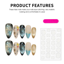 (230 Beige, S) 10Pcs Almond Press On Nails Cat Eye Effect Hazelnut Brown