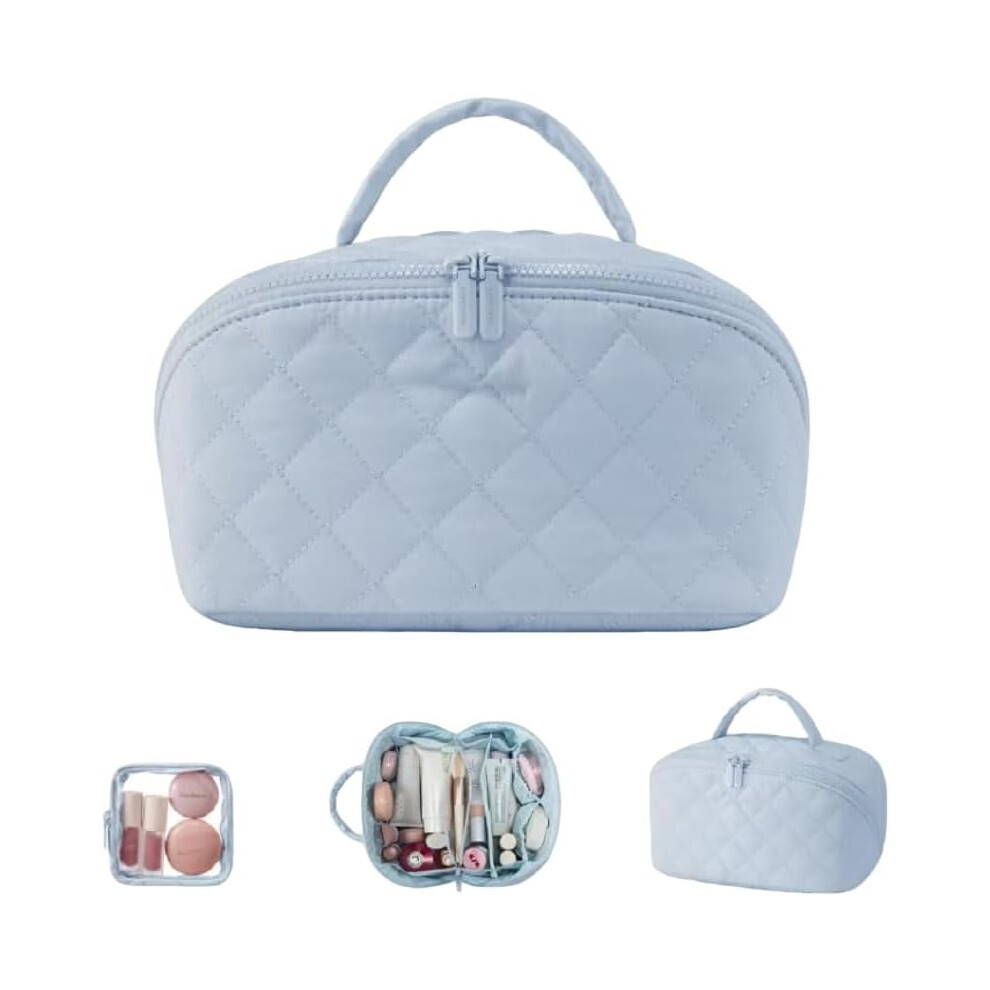 Quilted Makeup Bag Waterproof Cosmetic Organizer 2 pcs