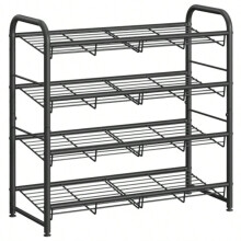 Metal Shoe Rack 4-Tier Adjustable Slanted Black