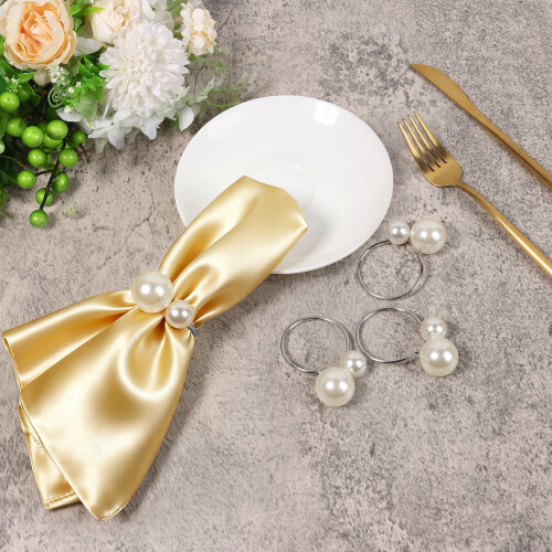 Ronds de serviette en perles, décoration de table élégante, 25 pièces