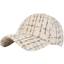 Cappellino da baseball da donna in tweed a quadri, regolabile
