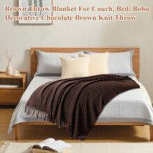 Brown Throw Blanket for Couch Bed, Boho Decorative Chocolate Brown Knit Throw, Halloween Blanket,