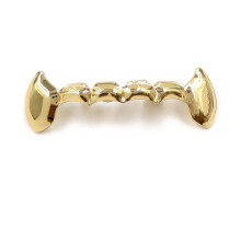 Copper Zirconia Skeleton Design Teeth Grillz Single Piece, Silver or Gold Tone with Bone-Shaped Details, Hip Hop Party Dental Jewelry for Men & Women