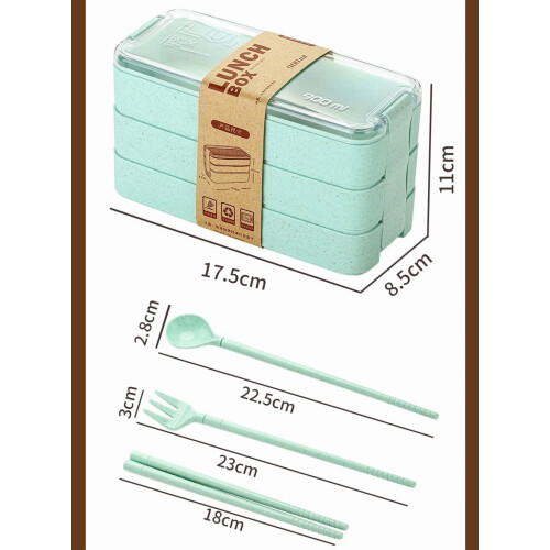 Stackable Bento Box – 3-Compartment, Wheat Fibre, Beige 1