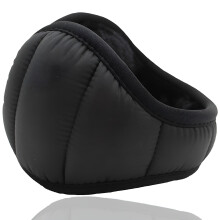 Down Winter Ear Warmers | Behind-the-Head Adjustable & Foldable Earmuffs - black