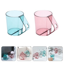 2Pcs Blue Plastic Washing Cups with Toothbrush Holder for Home Bathroom Use and Non Slip