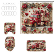 Ensemble de salle de bain romantique 3D pour la Saint-Valentin, 4 pièces