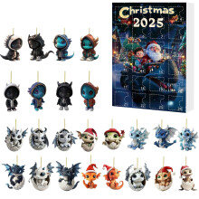 Calendrier de l'Avent de Noël, ornement en acrylique en forme de dragon