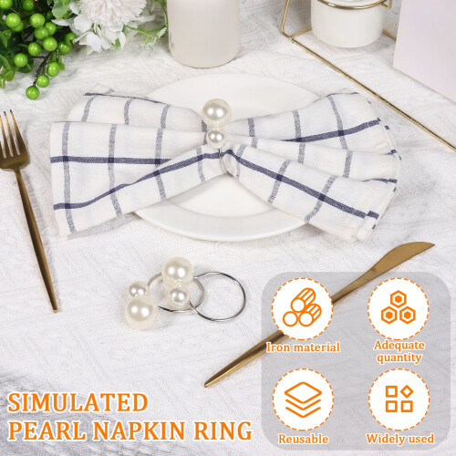 Ronds de serviette en perles, décoration de table élégante, 25 pièces 2