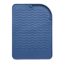 Silicone Heat Resistant Mat for Curling Iron, Flat Irons and Hair Straightener Hair Styling Tools 9" x 6.5", Food Grade, Blue