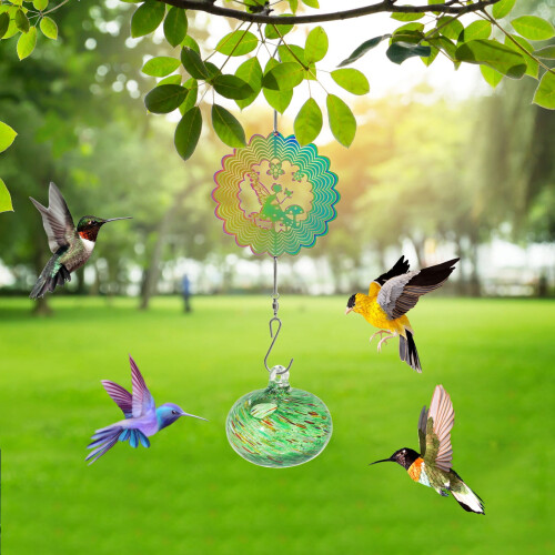 Hummingbird Wind Chime with Sunlight Refractor and Bird 2