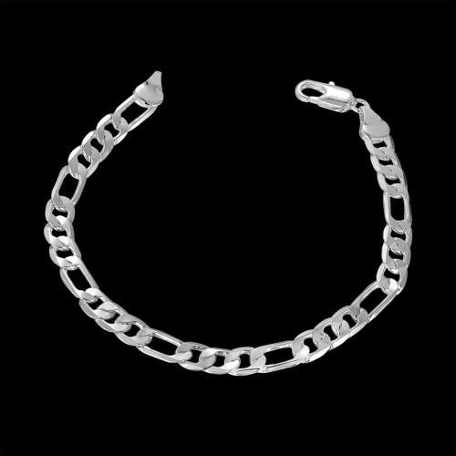Unisex 925 Silver 6MM Flat Chain Bracelet Gift