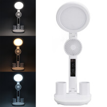 LED-Schreibtischlampe mit Ventilator, 2 Stiftehalter, 2000 mAh, 3 Temperaturstufen
